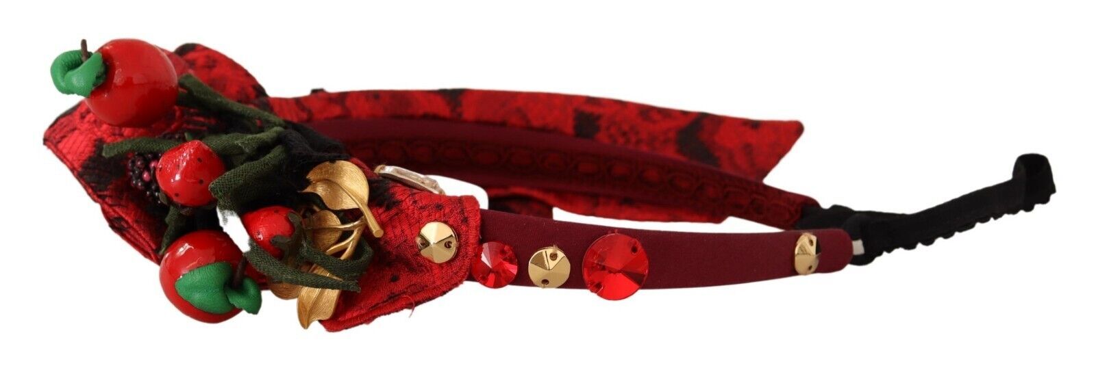 Dolce & Gabbana Red Tiara Berry Fruit Crystal Bow Hair Diadem Headband | Regal Royce