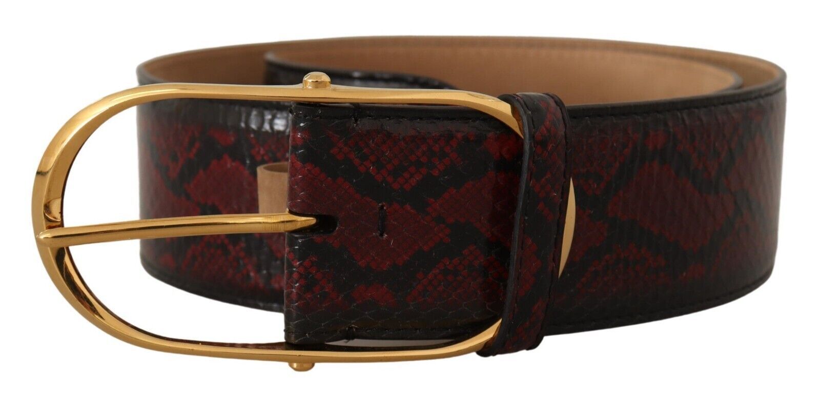 Dolce & Gabbana Red Exotic Leather Gold Oval Buckle Belt | Regal Royce