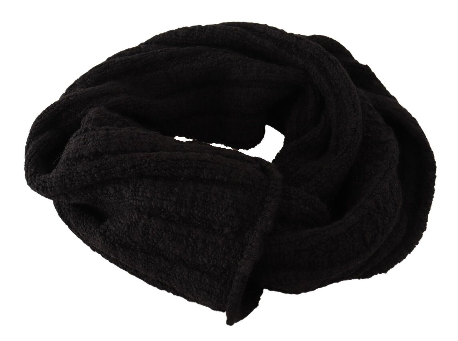 Dolce & Gabbana Black Virgin Wool Knitted Unisex Warmer Shawl Scarf | Regal Royce