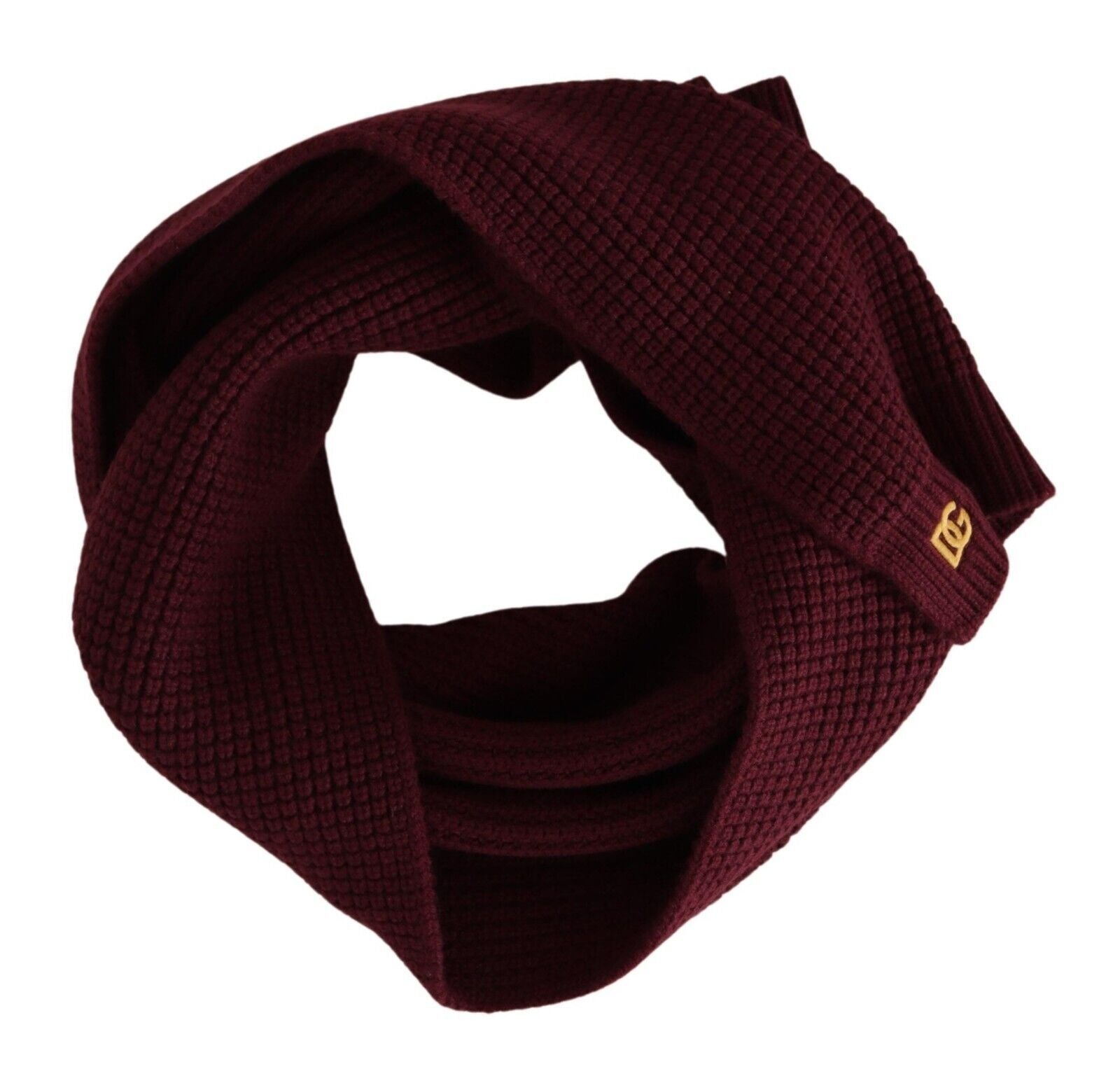 Dolce & Gabbana Dark Red Cashmere Logo Wrap Shawl Knitted Scarf | Regal Royce