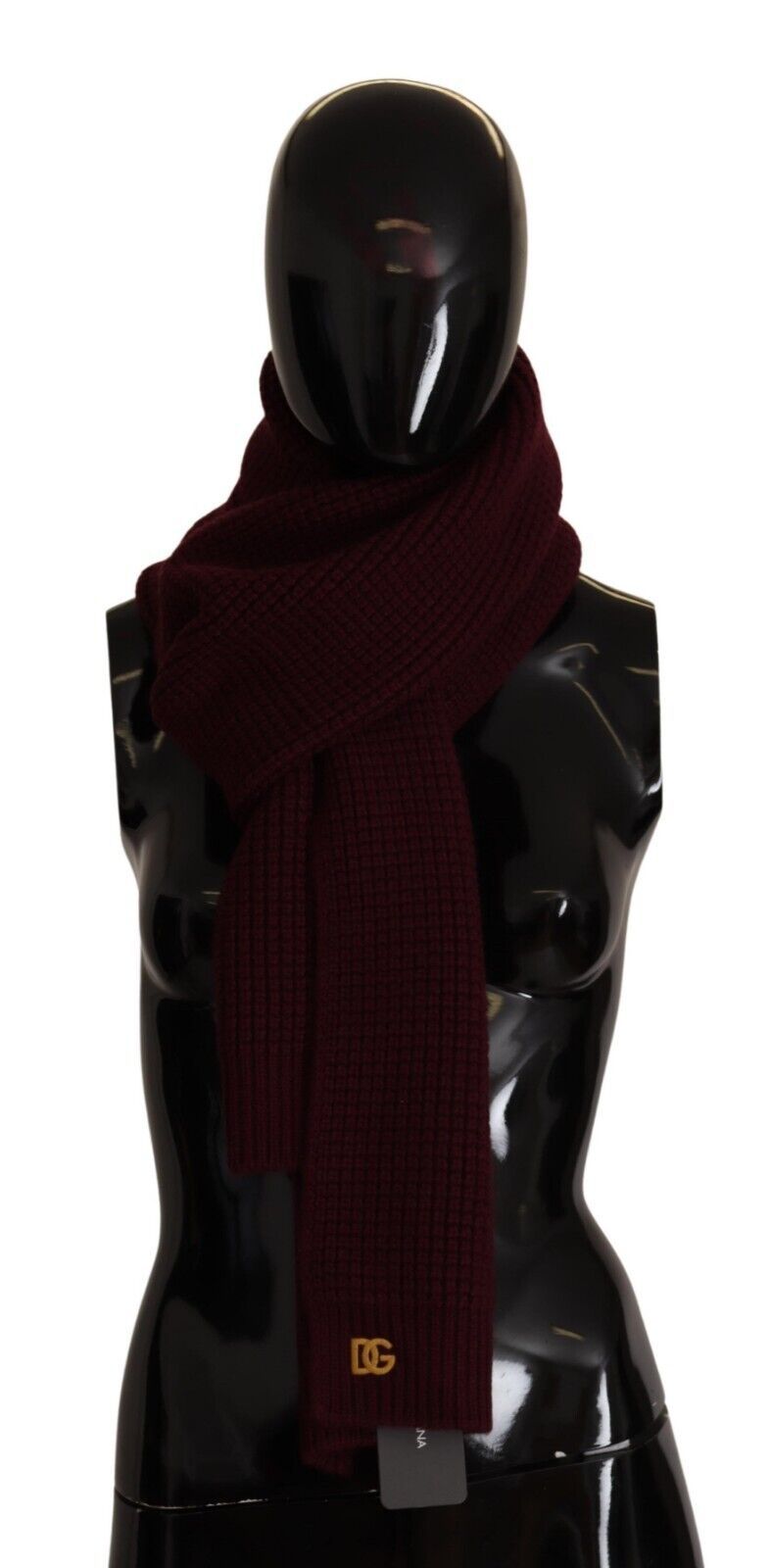 Dolce & Gabbana Dark Red Cashmere Logo Wrap Shawl Knitted Scarf | Regal Royce