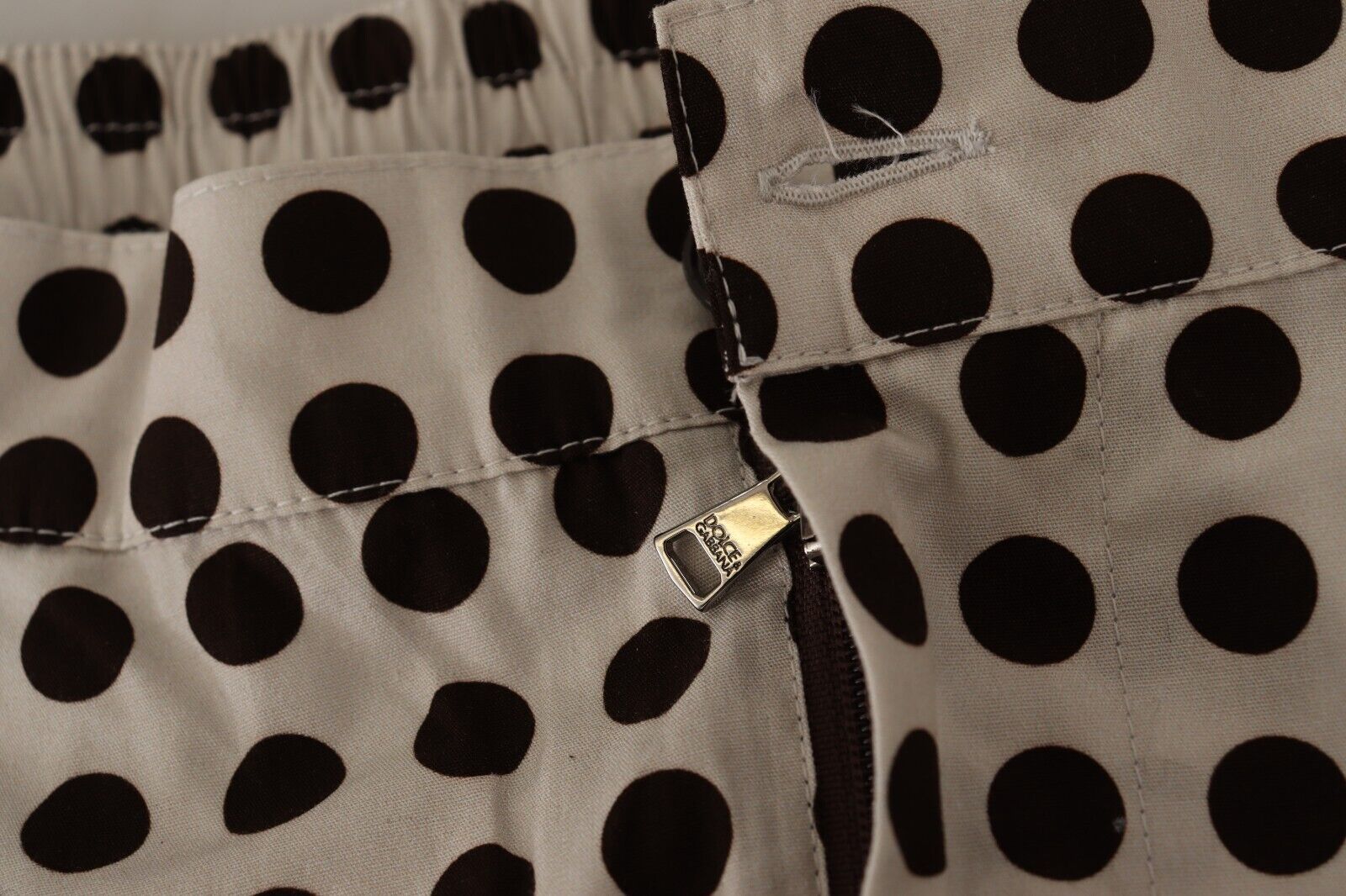 Dolce & Gabbana Black White Polka Dots Cotton Linen Shorts | Regal Royce