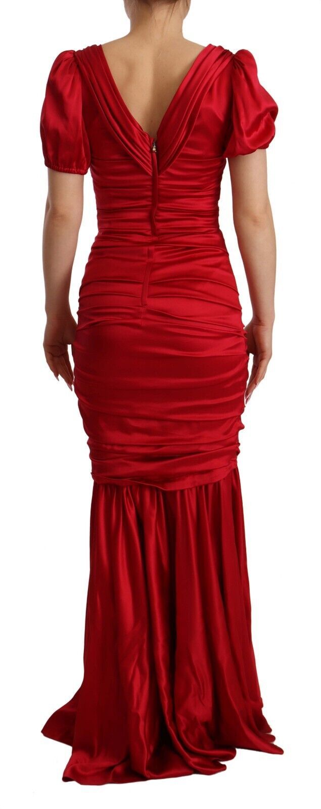Dolce & Gabbana Red Silk Stretch Sheath Mermaid Gown Dress | Regal Royce