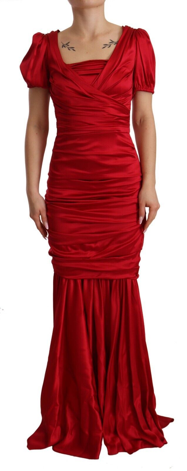 Dolce & Gabbana Red Silk Stretch Sheath Mermaid Gown Dress | Regal Royce