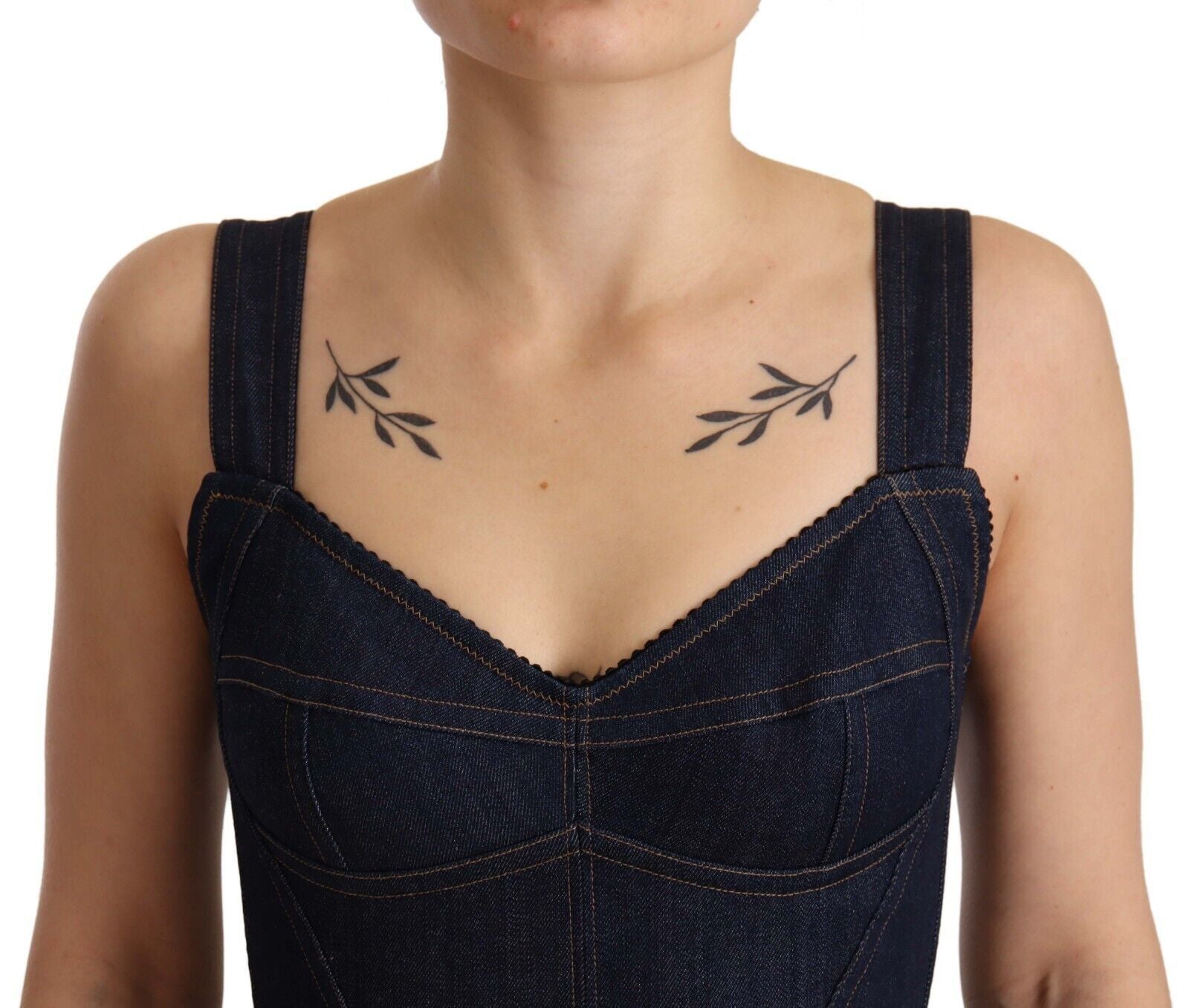 Dolce & Gabbana Dark Blue Cotton Denim Sheath Midi Dress | Regal Royce