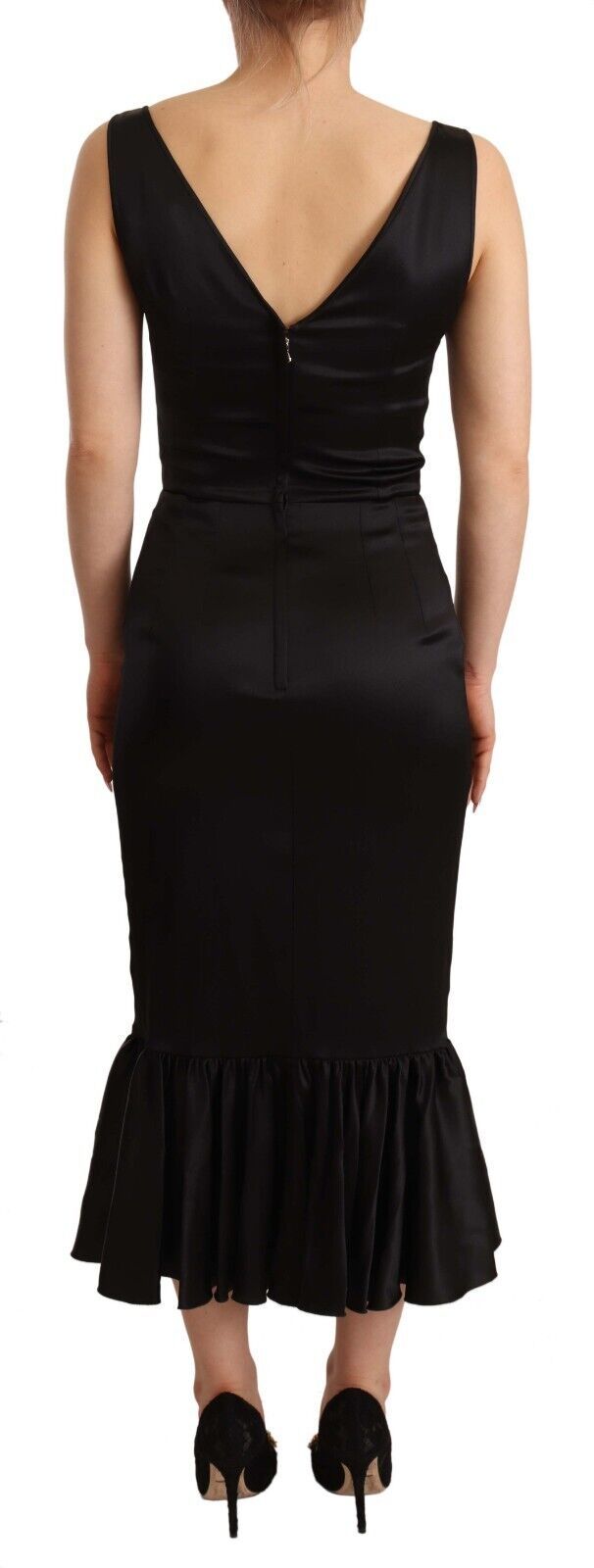 Dolce & Gabbana Black Silk Stretch Sheath Mermaid Midi Dress | Regal Royce