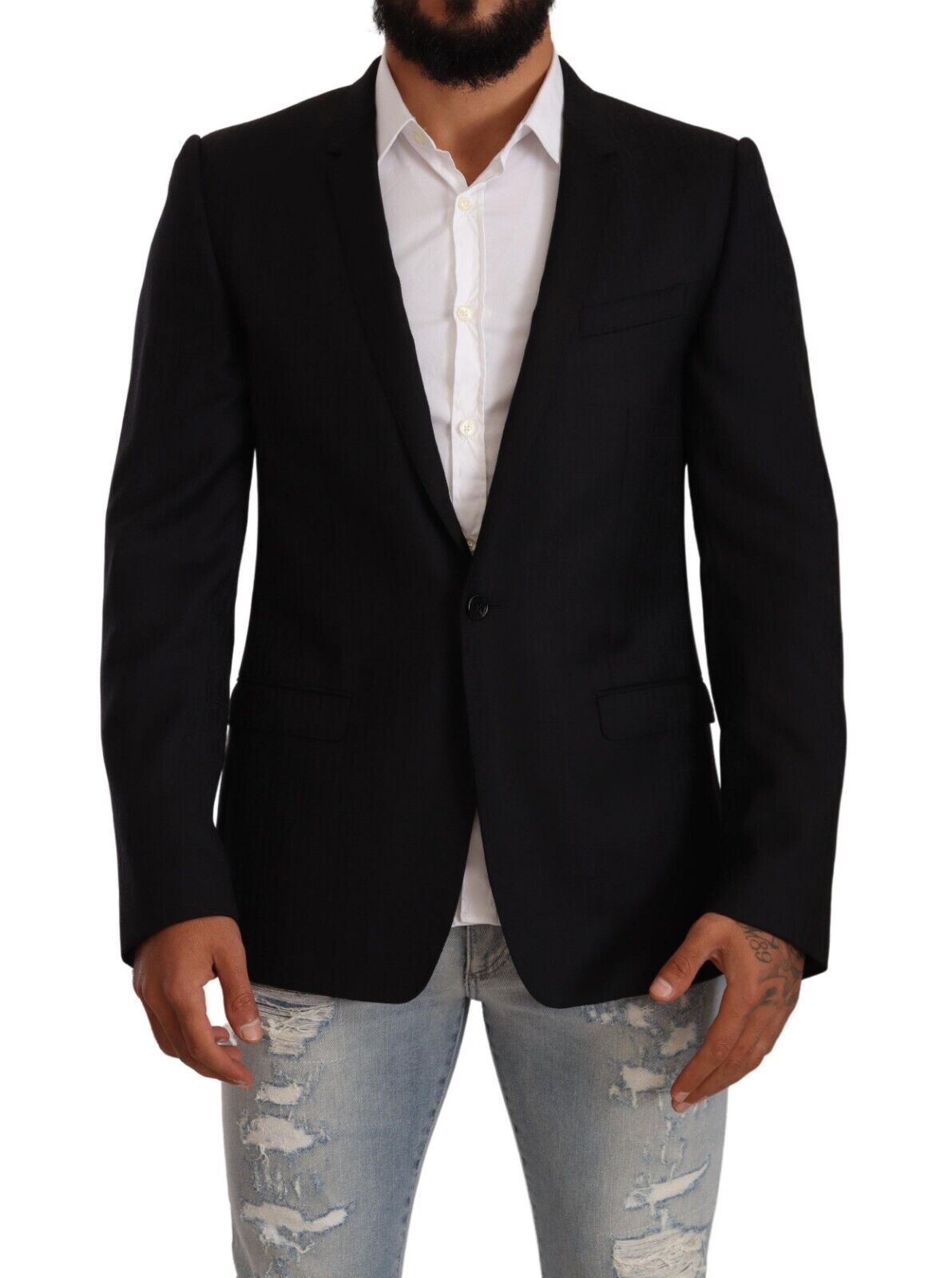 Dolce & Gabbana Black Wool Single Breasted Suit GOLD Jacket | Regal Royce