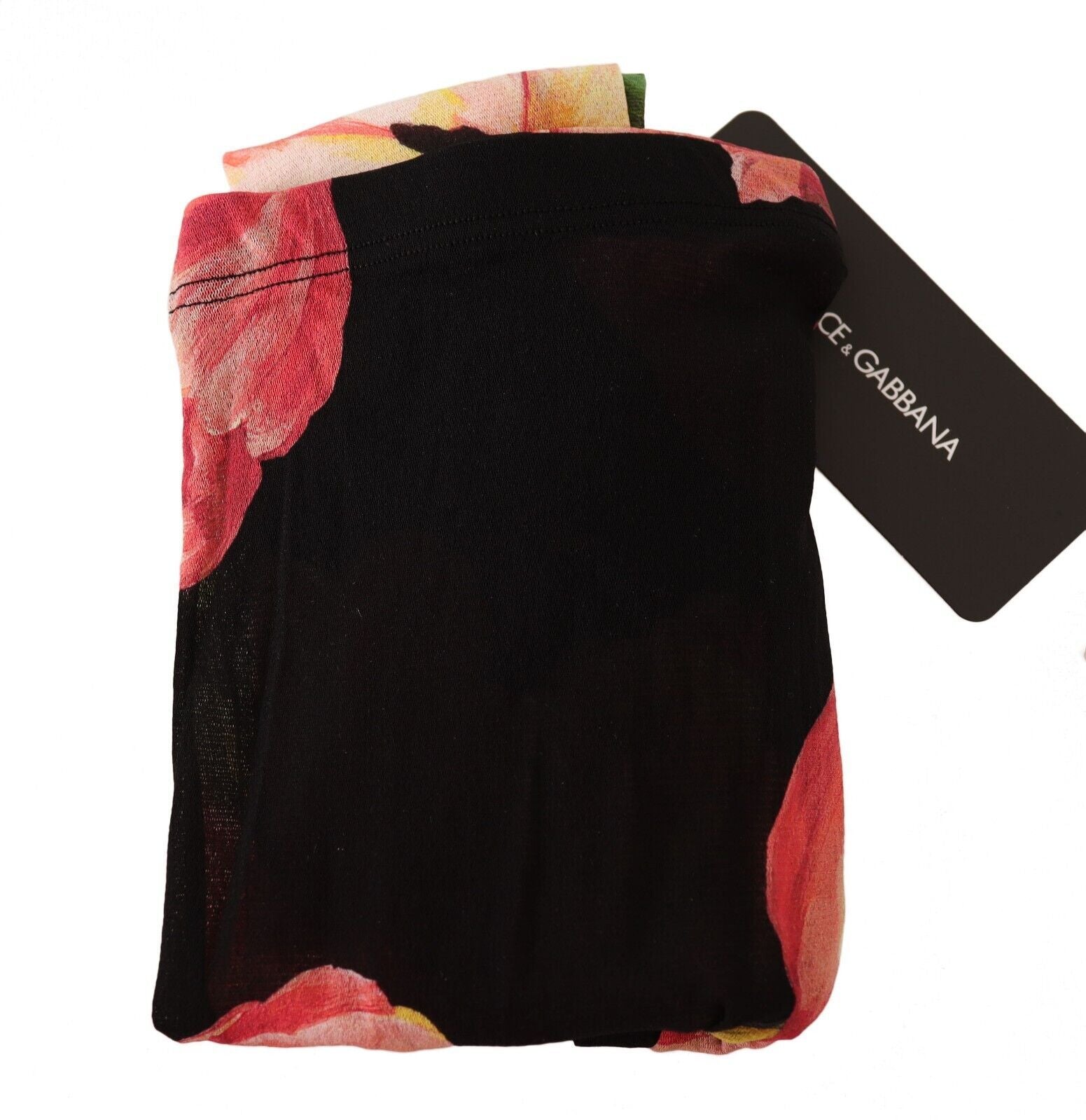 Dolce & Gabbana Black Floral Print Nylon Tights Stockings | Regal Royce