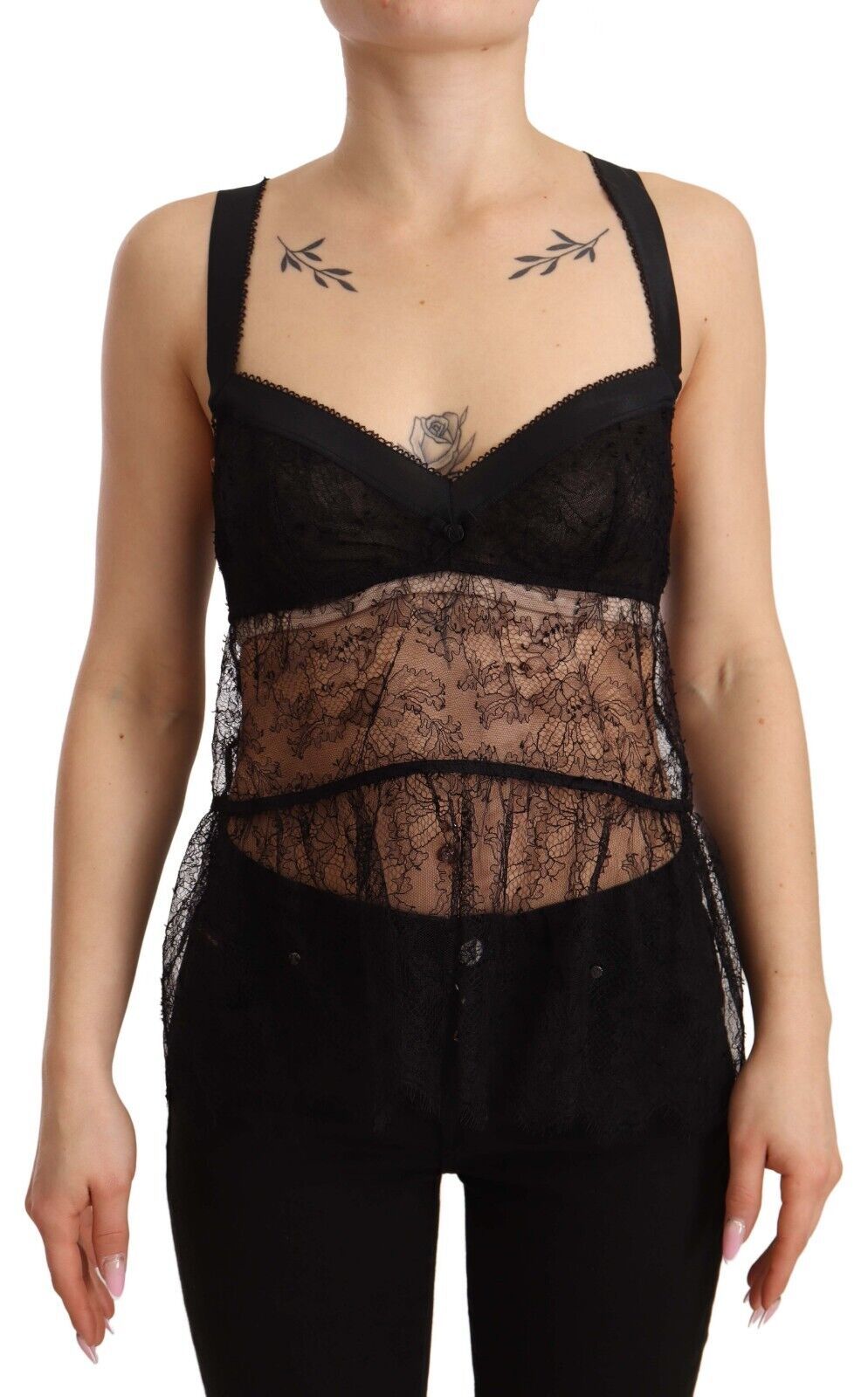 Dolce & Gabbana Black Silk Lace Babydoll Nylon Lingerie Top | Regal Royce