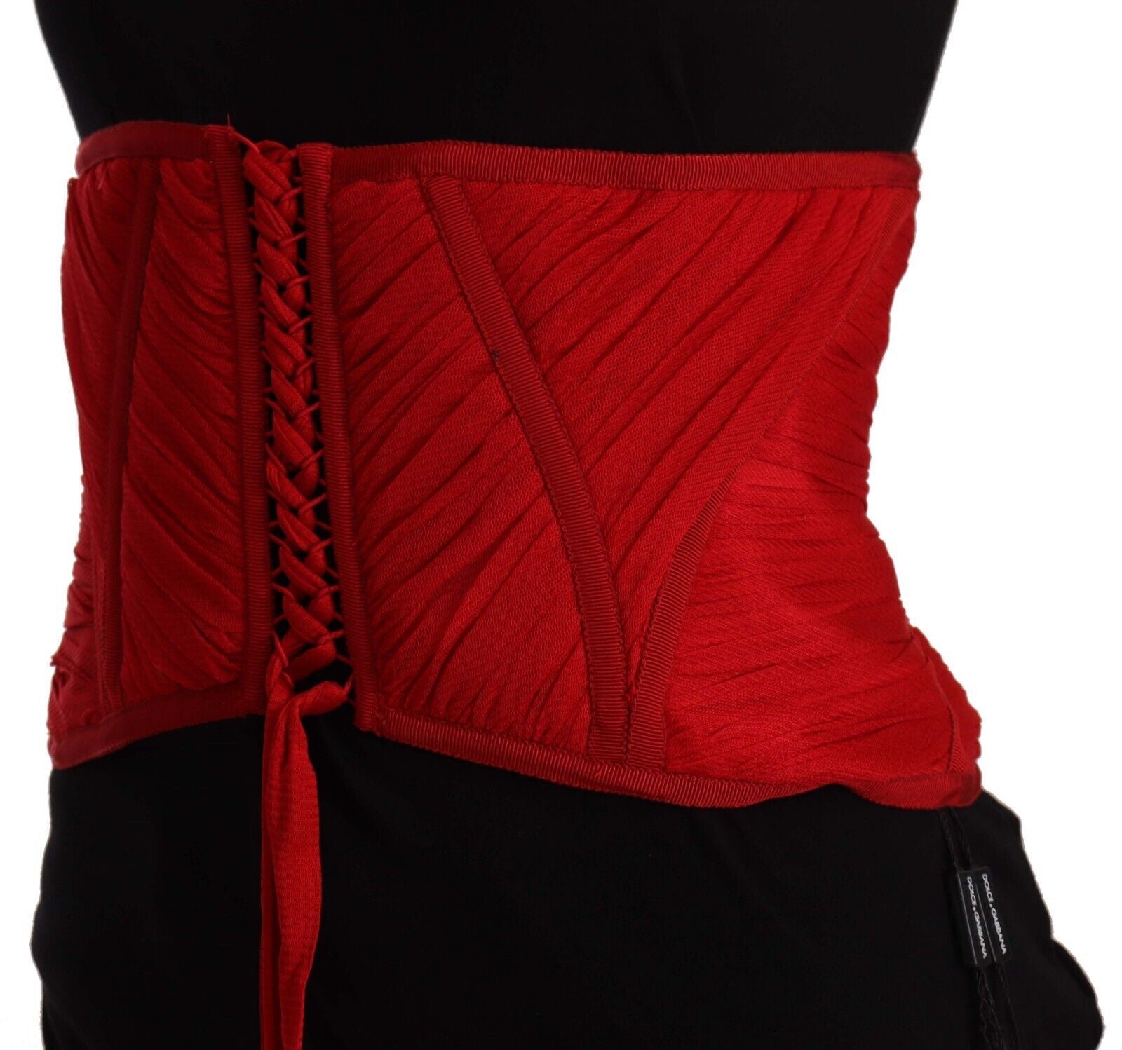 Dolce & Gabbana Red Corset Belt Stretch Waist Strap Silk Top | Regal Royce
