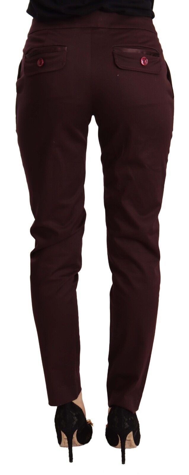 Just Cavalli Maroon Mid Waist Skinny Women Trouser Pants | Regal Royce