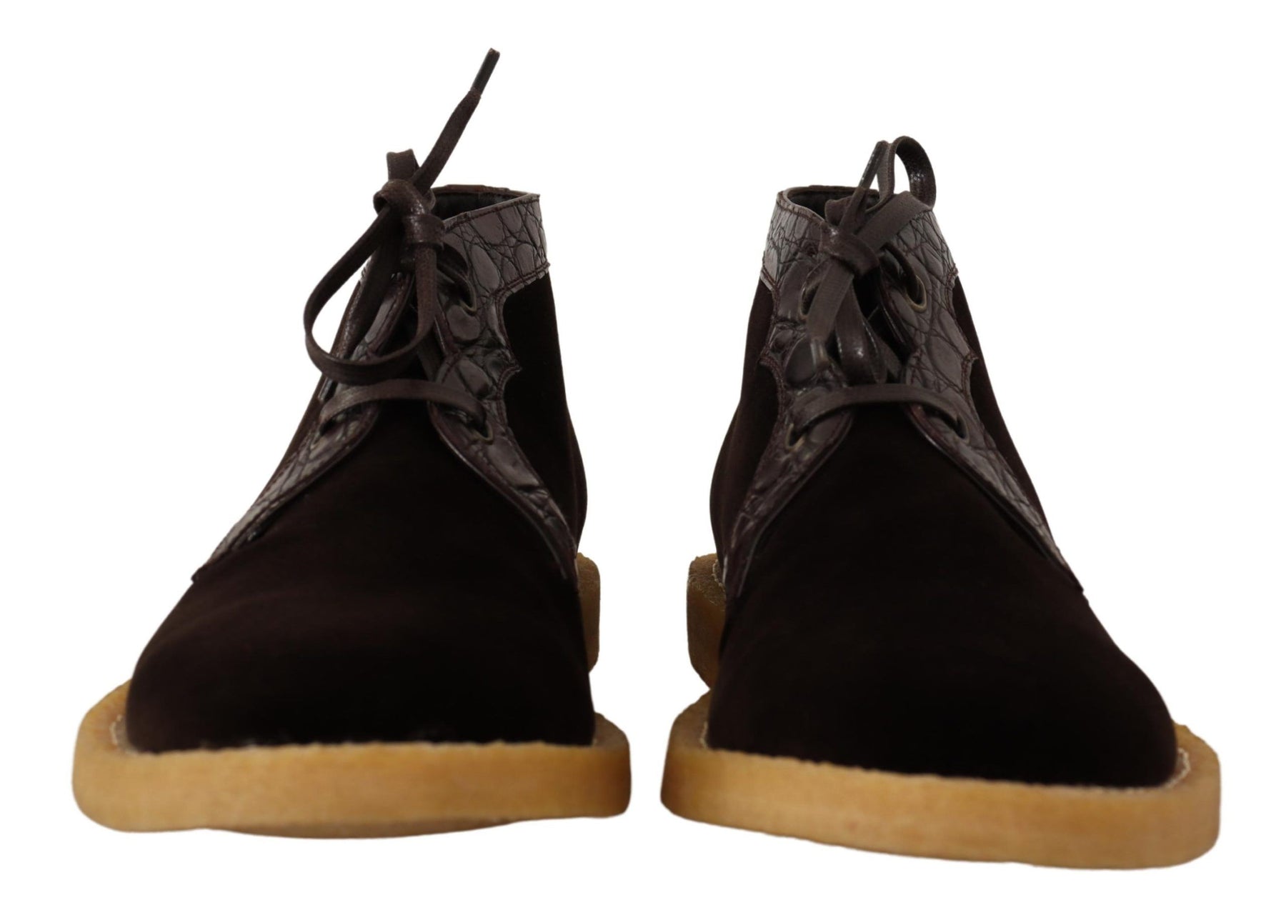 Dolce & Gabbana Brown Velvet Exotic Leather Boots | Regal Royce