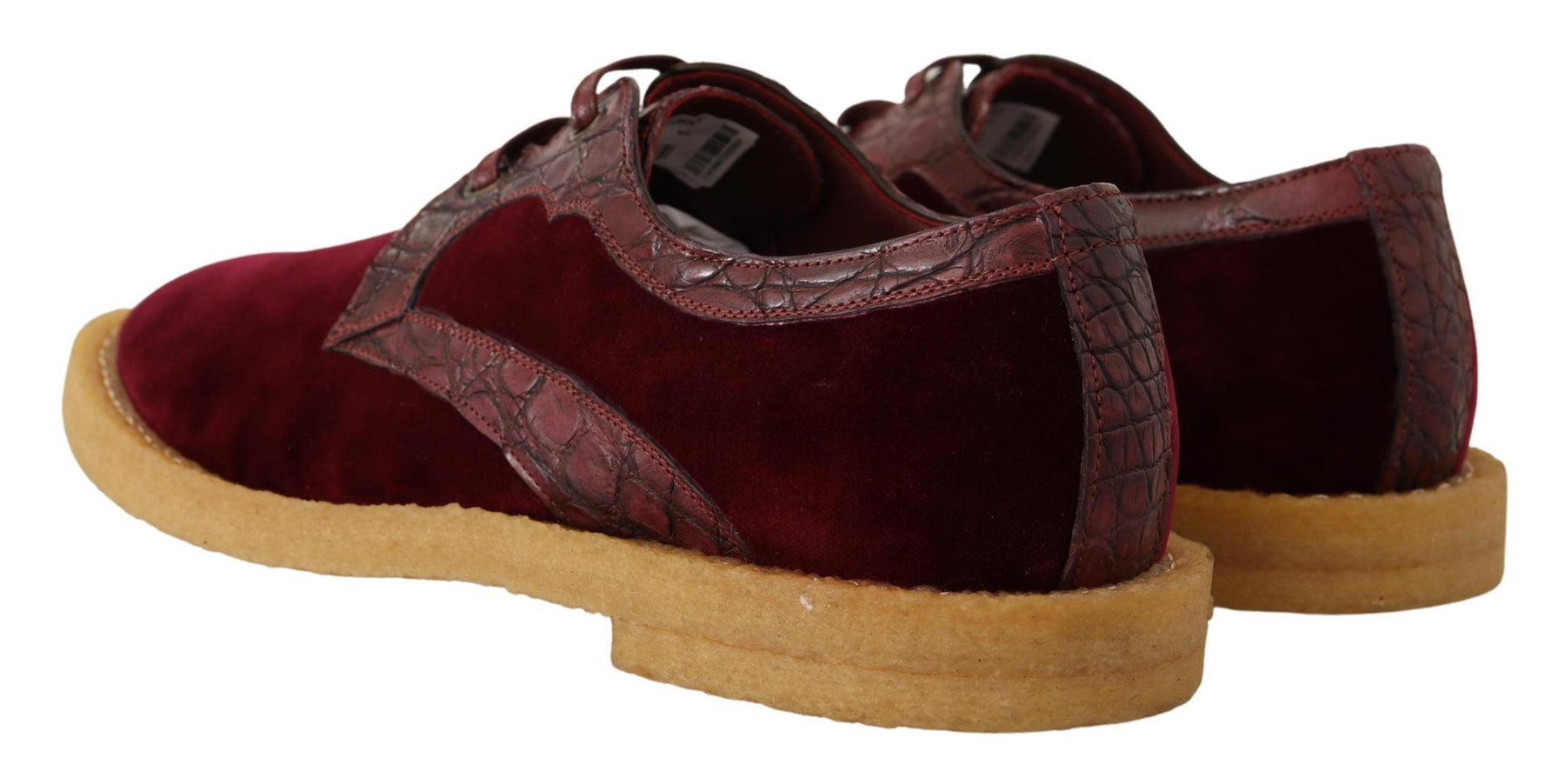 Dolce & Gabbana Bordeaux Velvet Exotic Leather Shoes | Regal Royce