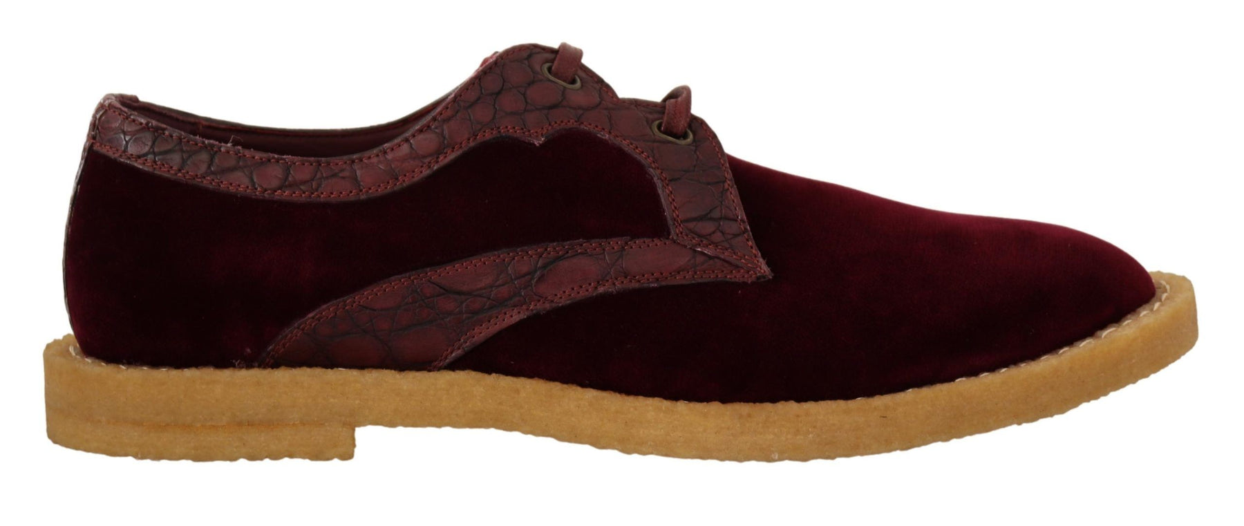 Dolce & Gabbana Bordeaux Velvet Exotic Leather Shoes | Regal Royce
