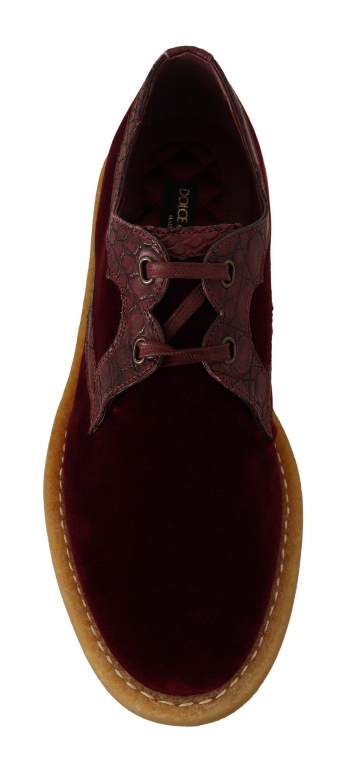 Dolce & Gabbana Bordeaux Velvet Exotic Leather Shoes | Regal Royce