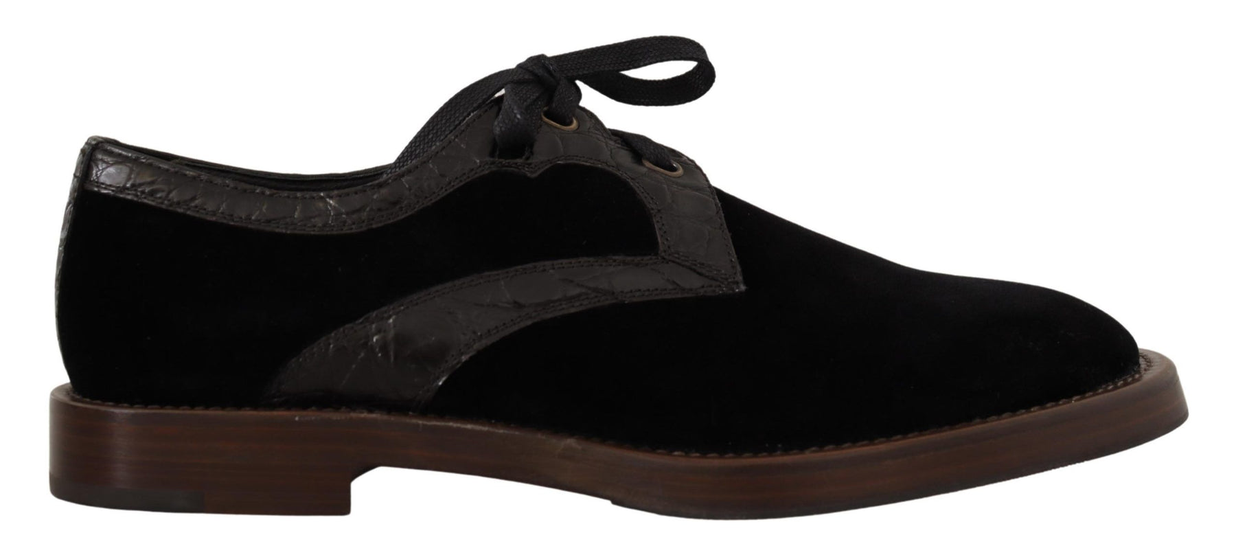 Dolce & Gabbana Black Velvet Exotic Leather Shoes | Regal Royce
