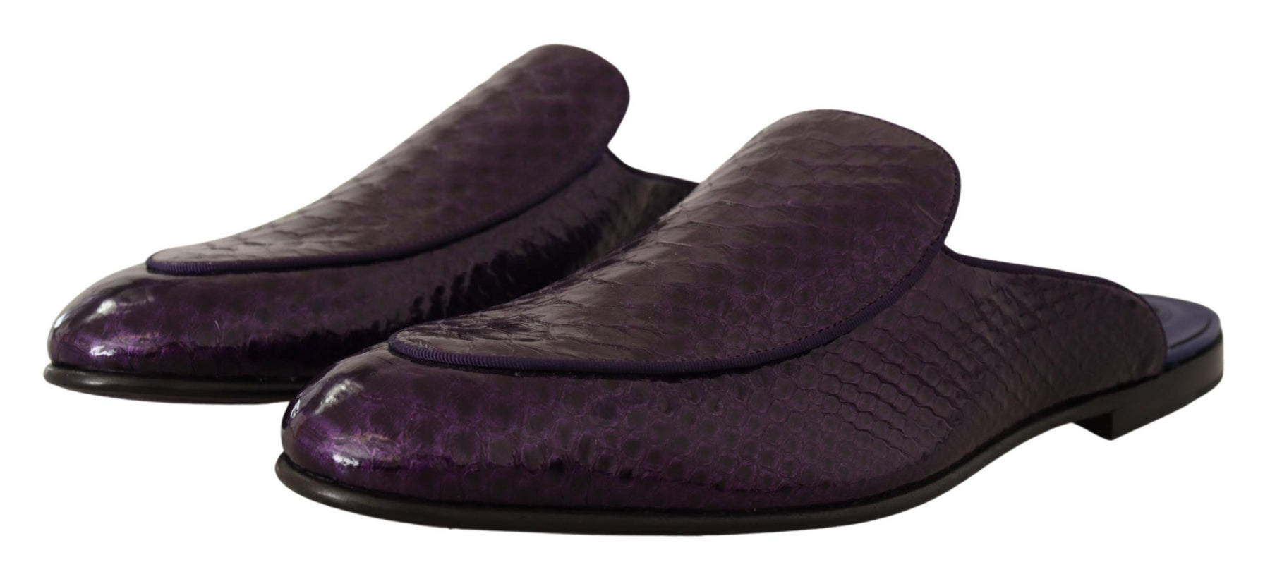 Dolce & Gabbana Purple Exotic Leather Flats Slides Shoes | Regal Royce