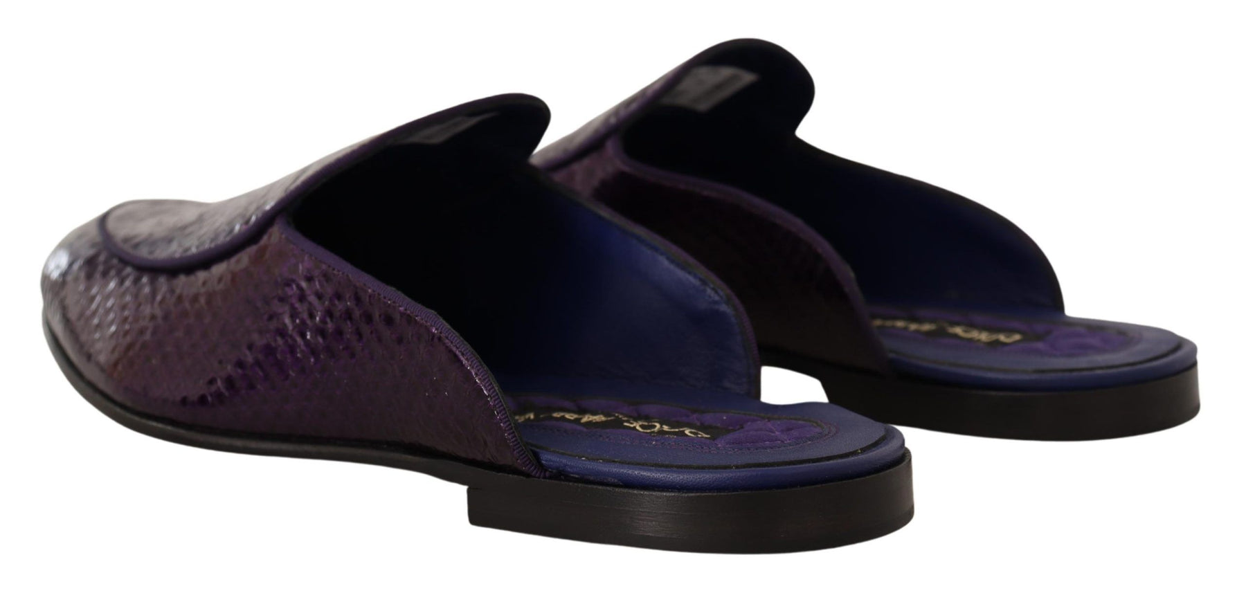 Dolce & Gabbana Purple Exotic Leather Flats Slides Shoes | Regal Royce