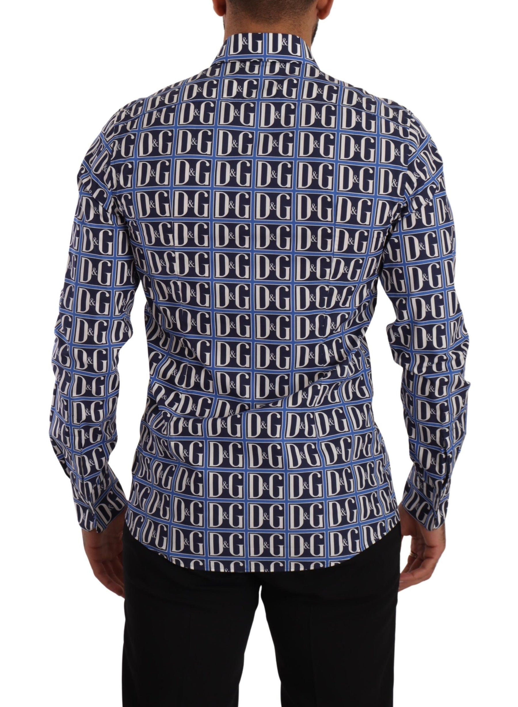 Dolce & Gabbana Blue Logo Mania Slim Fit Cotton Shirt | Regal Royce