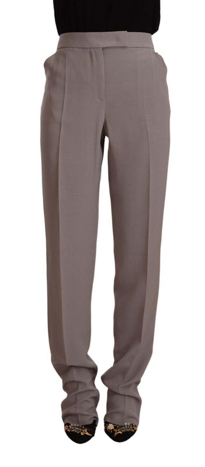 Armani Brown High Waist Silk Tapered Long Pants | Regal Royce