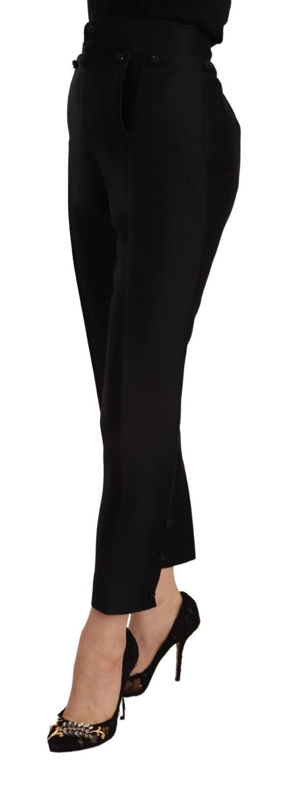 Dsquared² Black Wool High Waist Skinny Women Pants | Regal Royce