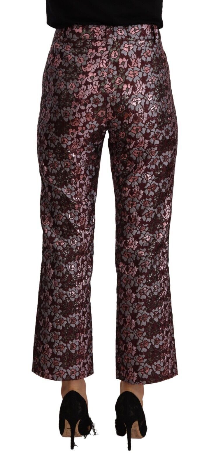 House of Holland Multicolor Floral Jacquard Flared Cropped Pants | Regal Royce