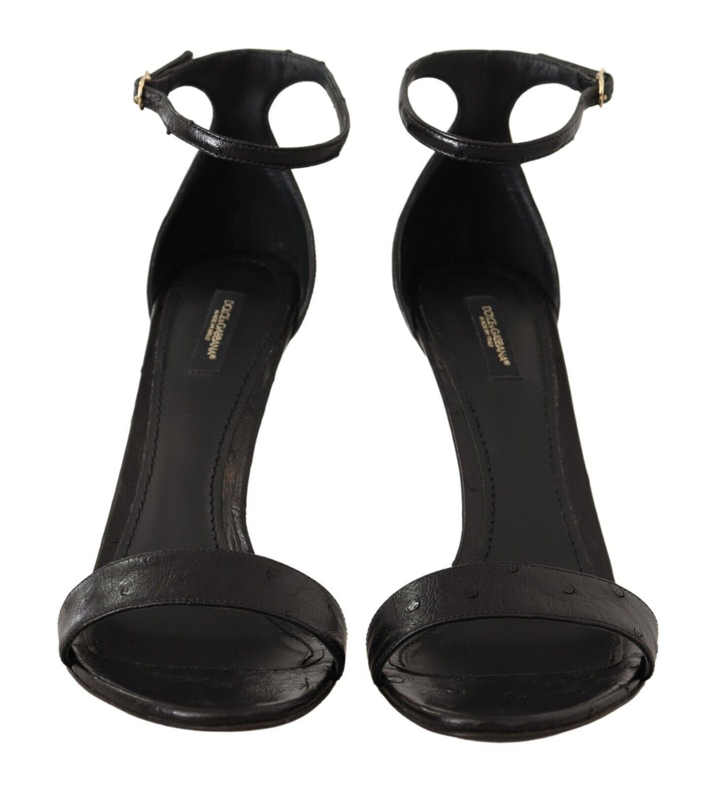 Dolce & Gabbana Black Ostrich Ankle Strap Heels Sandals Shoes | Regal Royce