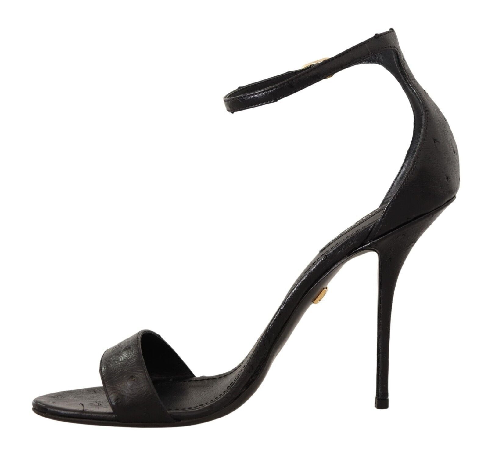 Dolce & Gabbana Black Ostrich Ankle Strap Heels Sandals Shoes | Regal Royce