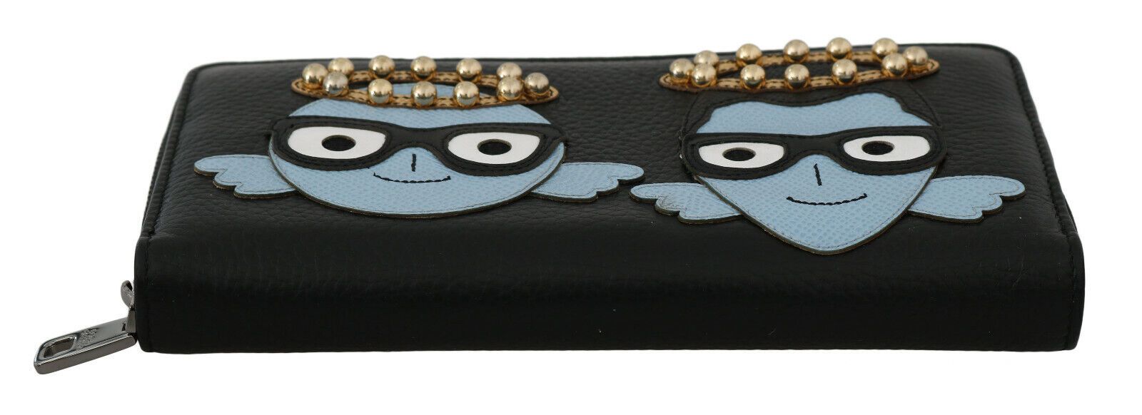 Dolce & Gabbana Black Blue Leather #DGFAMILY Zipper Continental Wallet | Regal Royce