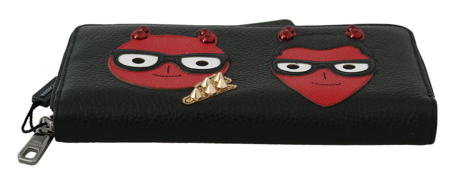 Dolce & Gabbana Black Red Leather #DGFAMILY Zipper Continental Wallet | Regal Royce