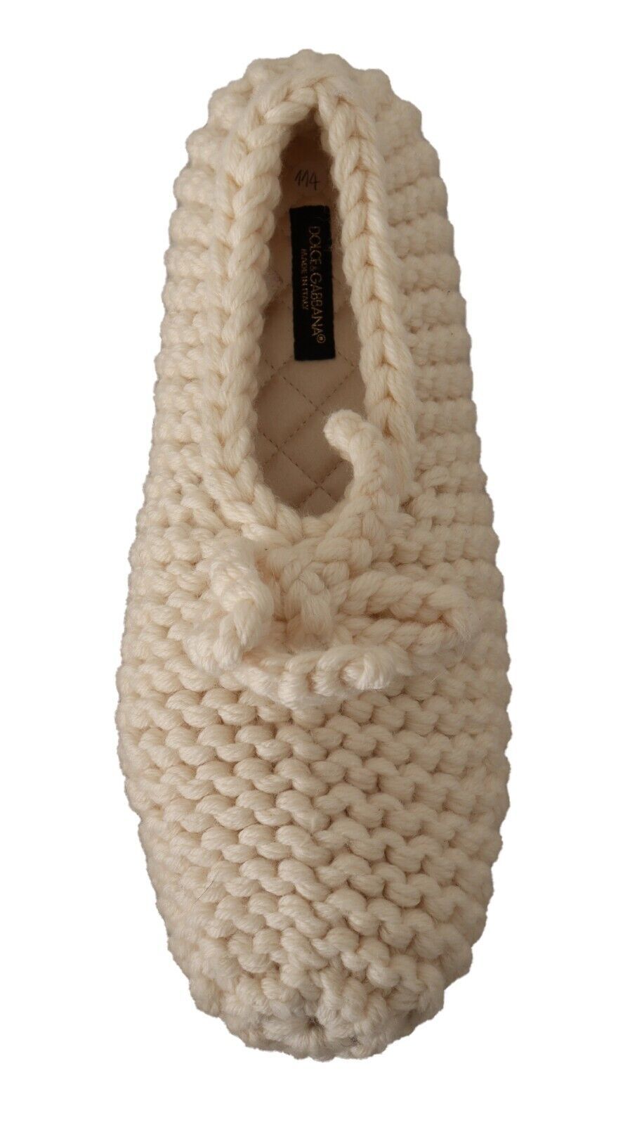 Dolce & Gabbana White Slip On Ballerina Flats Wool Knit Shoes | Regal Royce