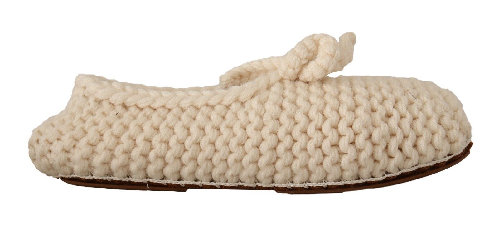 Dolce & Gabbana White Slip On Ballerina Flats Wool Knit Shoes | Regal Royce
