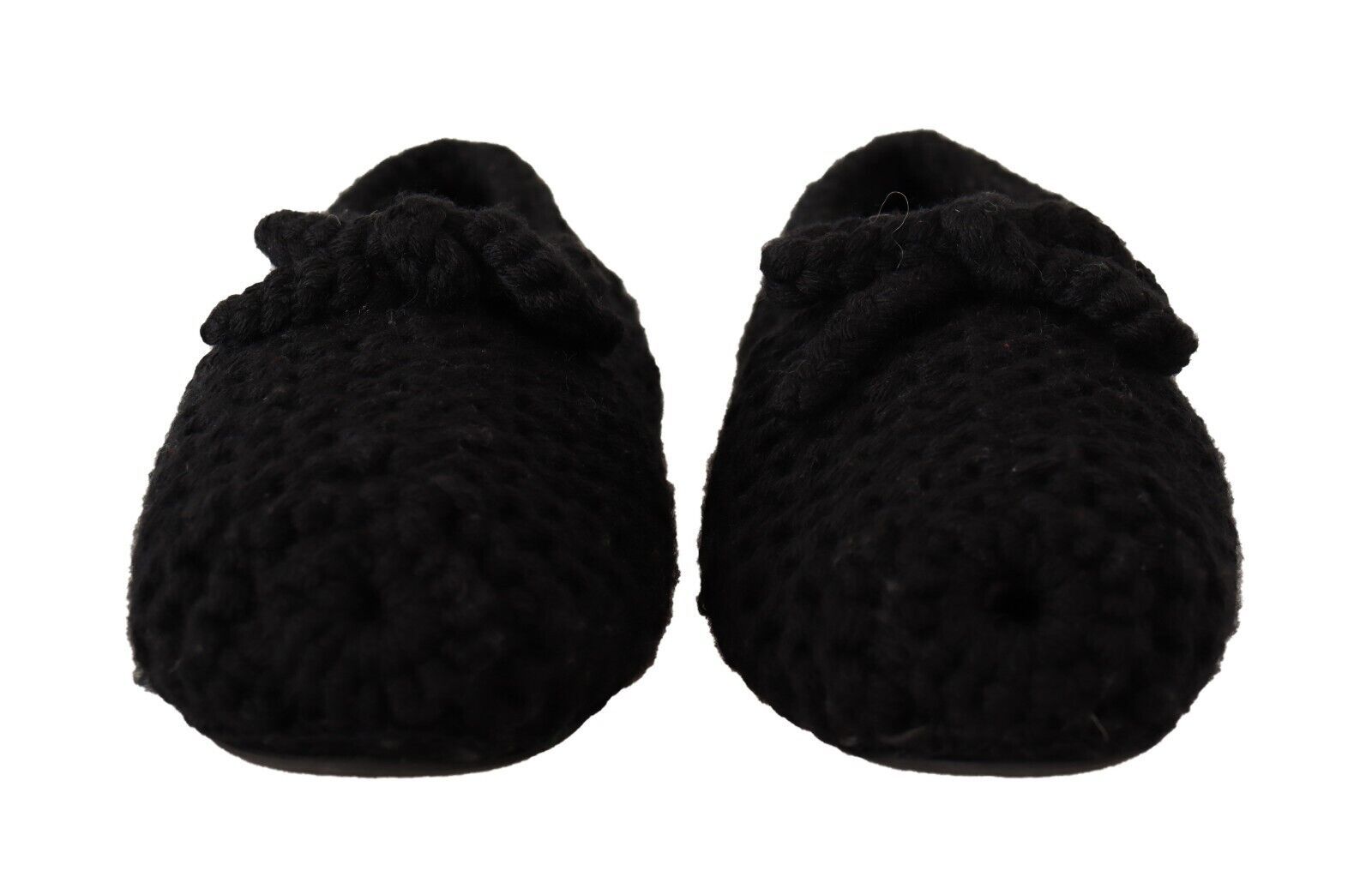 Dolce & Gabbana Black Slip On Ballerina Flats Wool Knit Shoes | Regal Royce