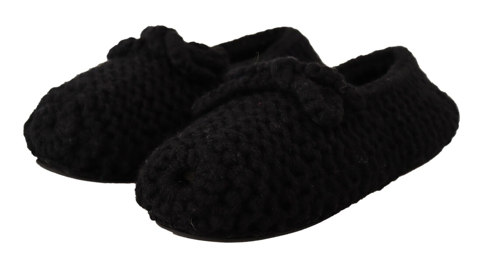 Dolce & Gabbana Black Slip On Ballerina Flats Wool Knit Shoes | Regal Royce