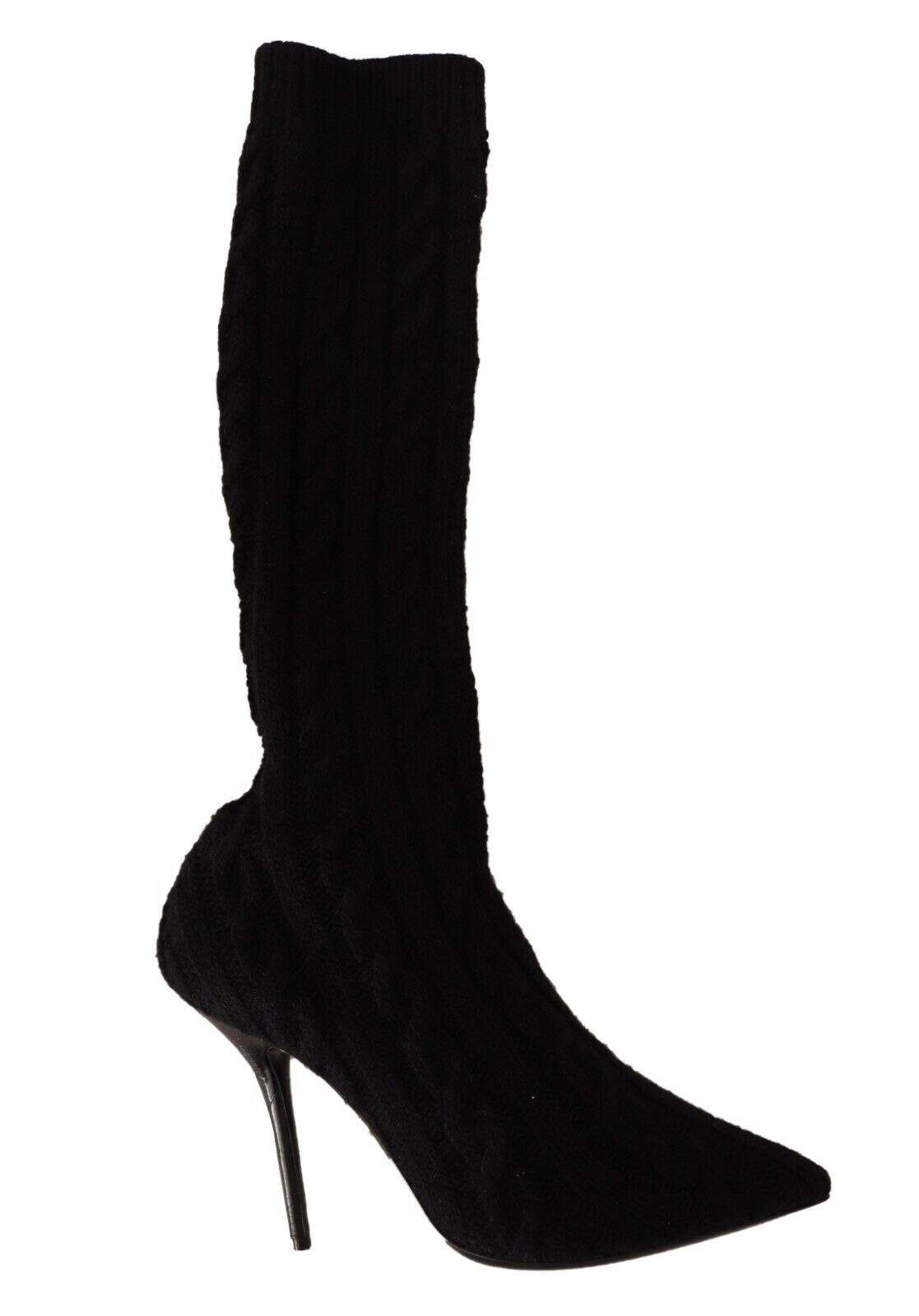 Dolce & Gabbana Black Stretch Socks Knee High Booties Shoes | Regal Royce