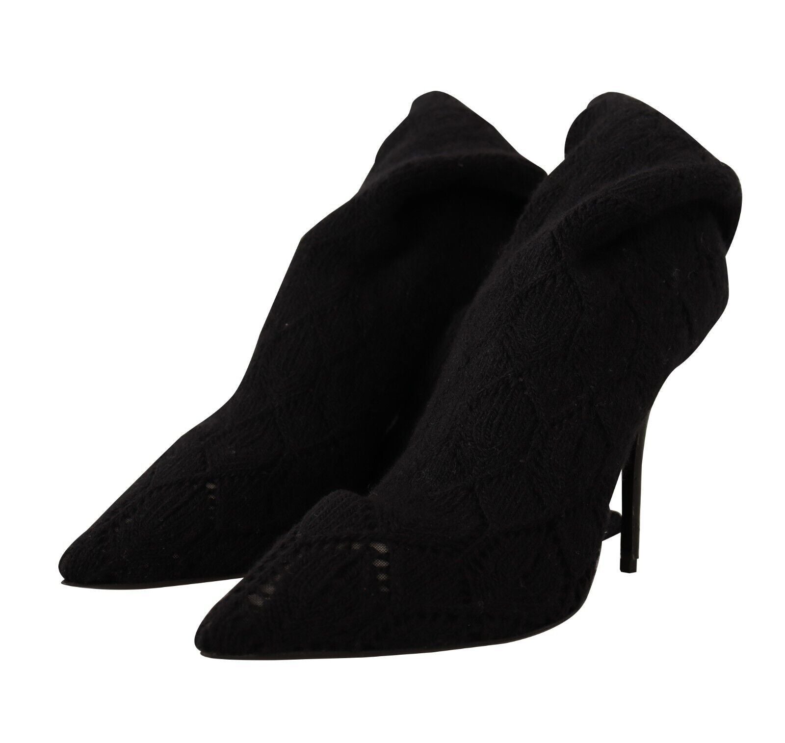 Dolce & Gabbana Black Stretch Socks Knee High Booties Shoes | Regal Royce