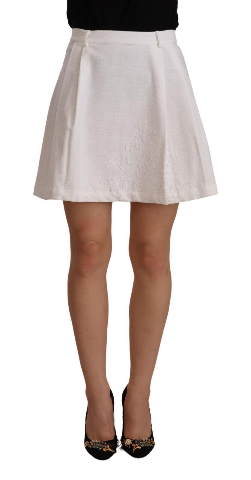 Ermanno Scervino White High Waist A-line Mini Cotton Skirt | Regal Royce