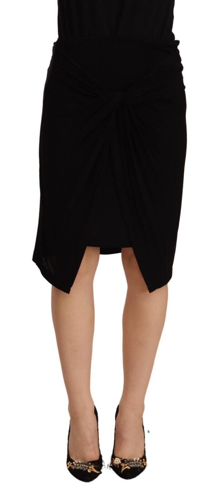 PLEIN SUD Black High Waist Pencil Knee Length Viscose Skirt | Regal Royce