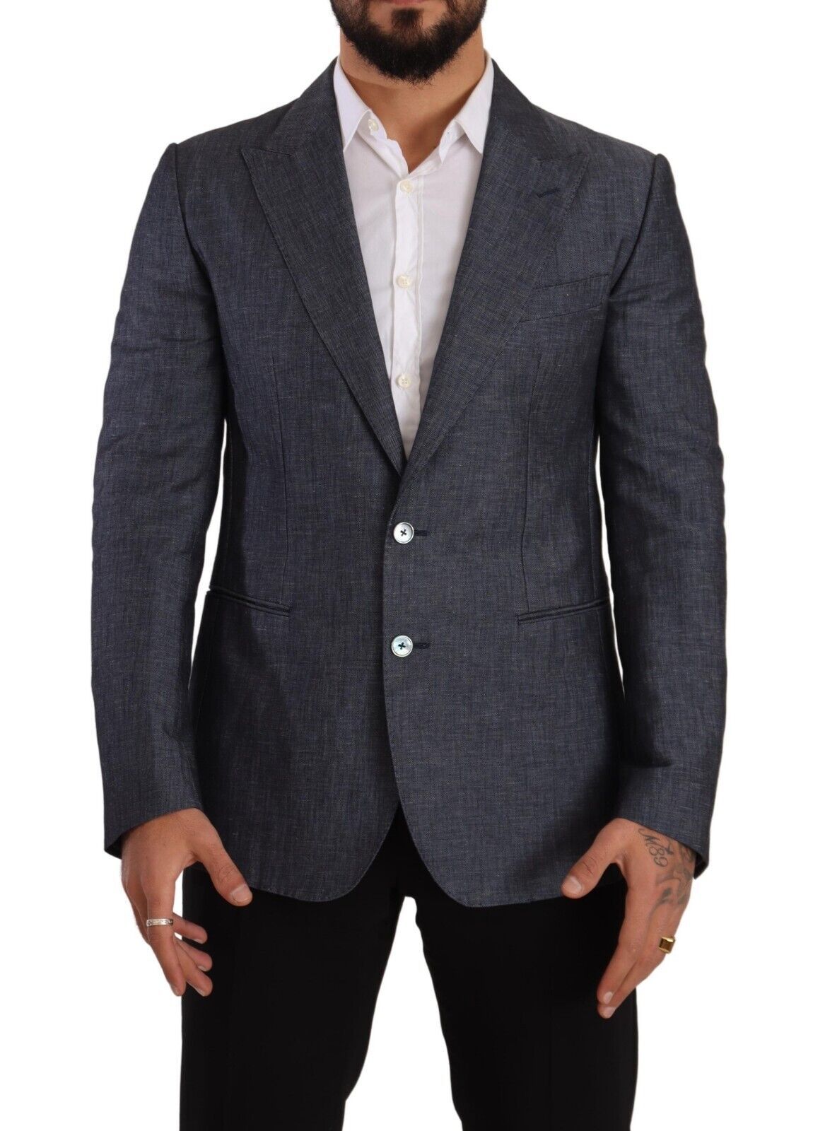 Dolce & Gabbana Blue Linen Cotton Jacket TAORMINA Blazer | Regal Royce