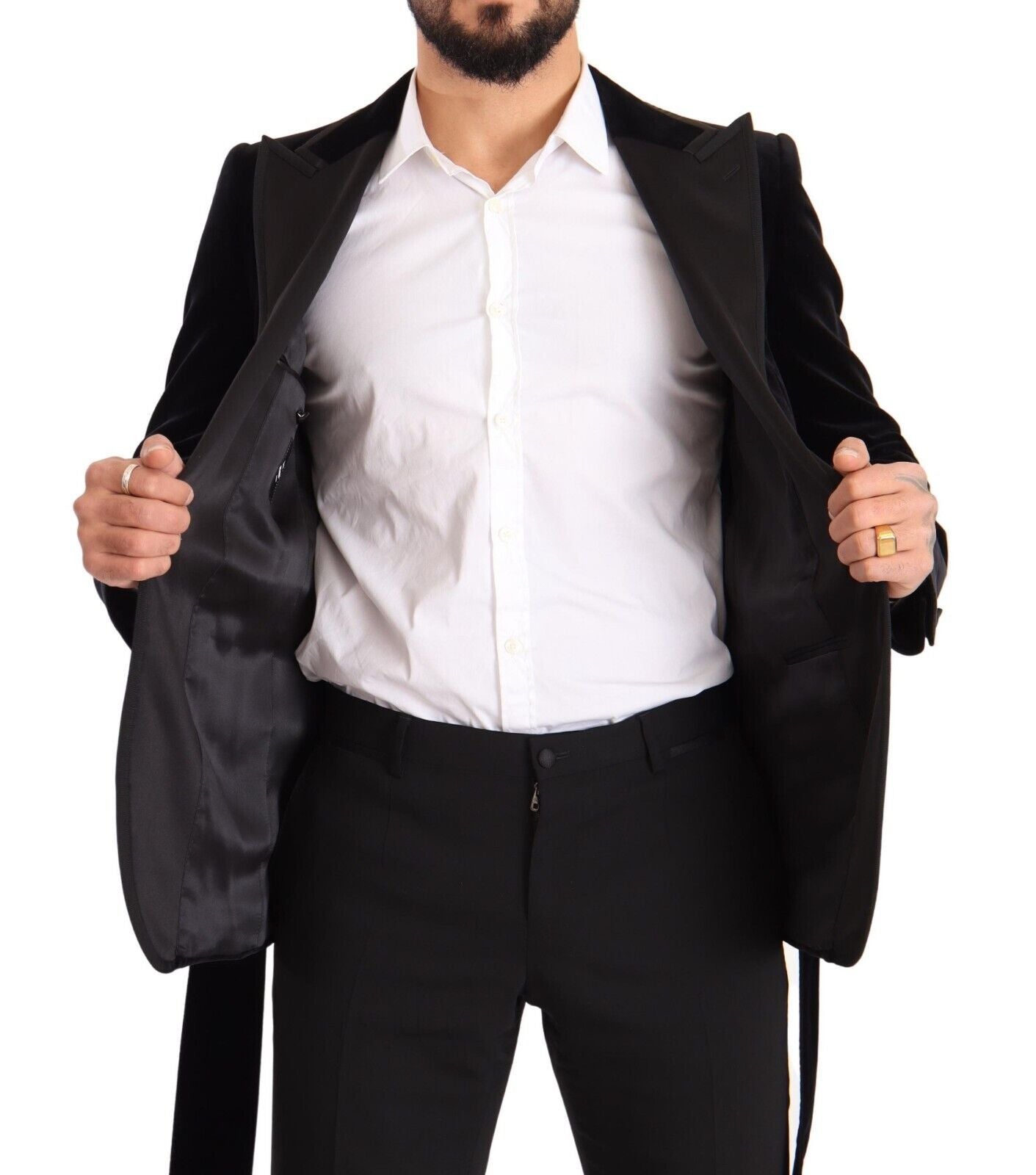 Dolce & Gabbana Black Velvet Single Breasted One Button Blazer | Regal Royce