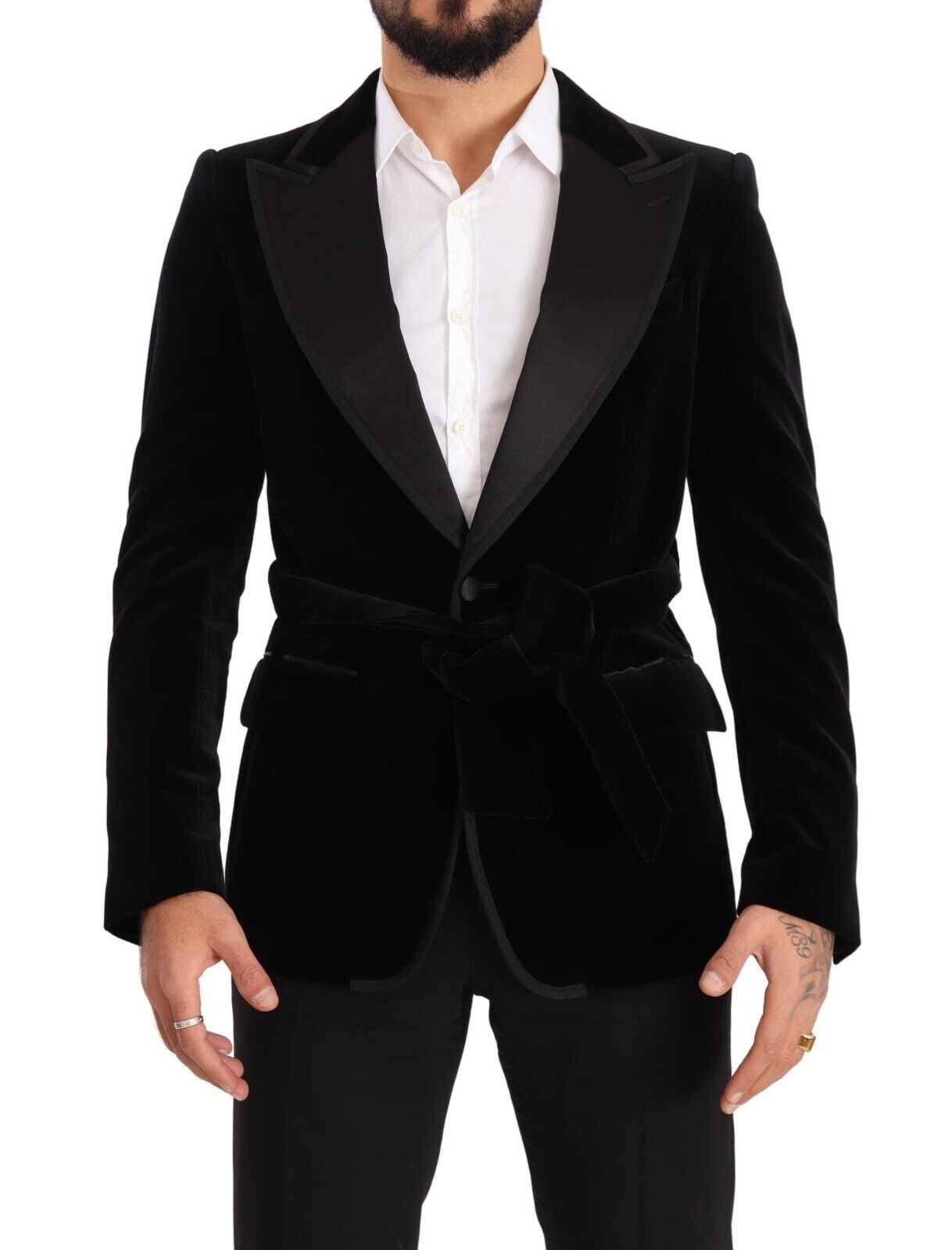 Dolce & Gabbana Black Velvet Single Breasted One Button Blazer | Regal Royce