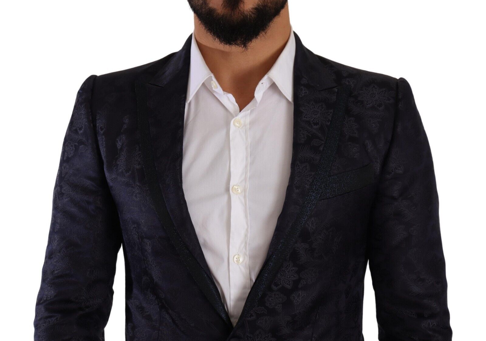 Dolce & Gabbana Blue Floral Jacquard Silk Coat MARTINI Blazer | Regal Royce