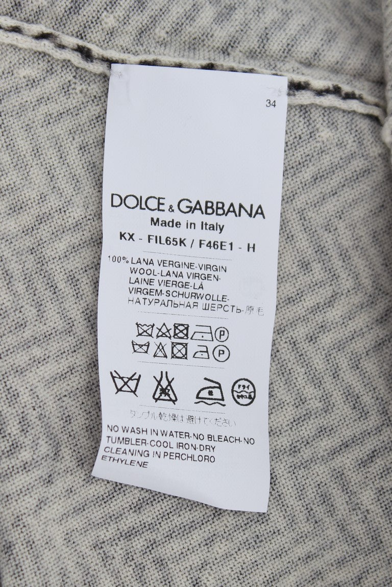 Dolce & Gabbana Black White Wool Top Cardigan Sweater | Regal Royce