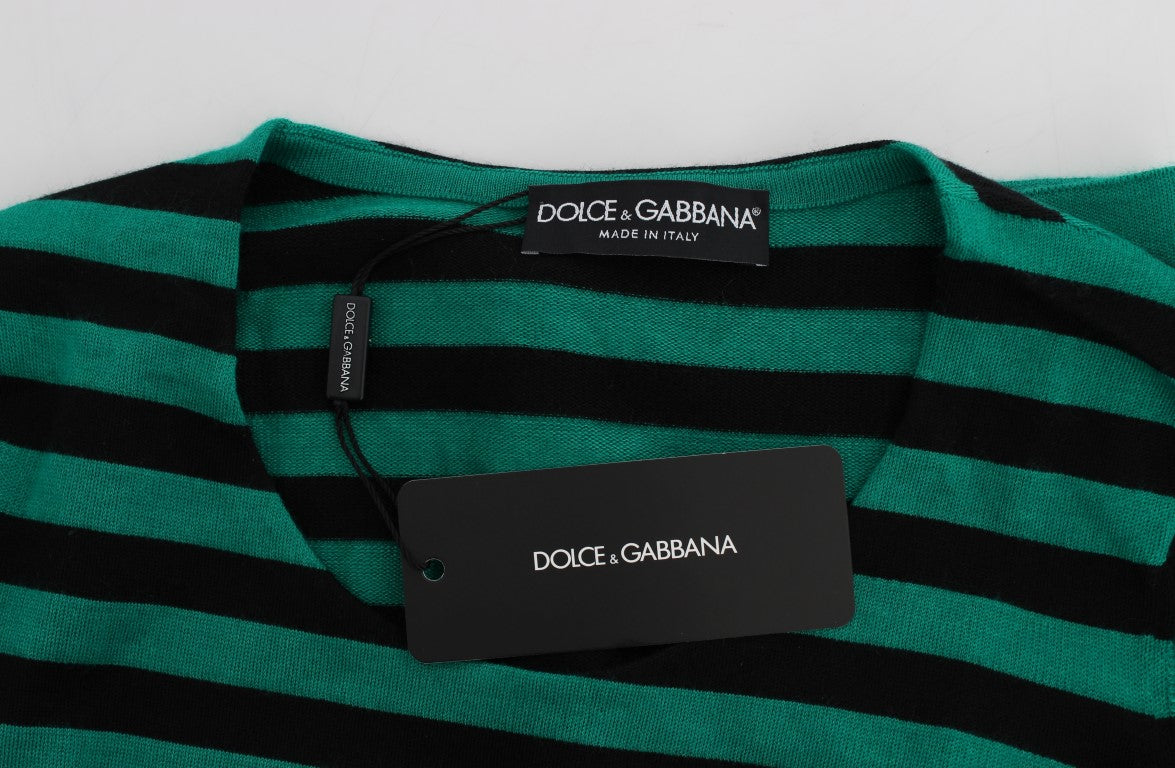 Dolce & Gabbana Green Black Silk Cashmere Sweater | Regal Royce
