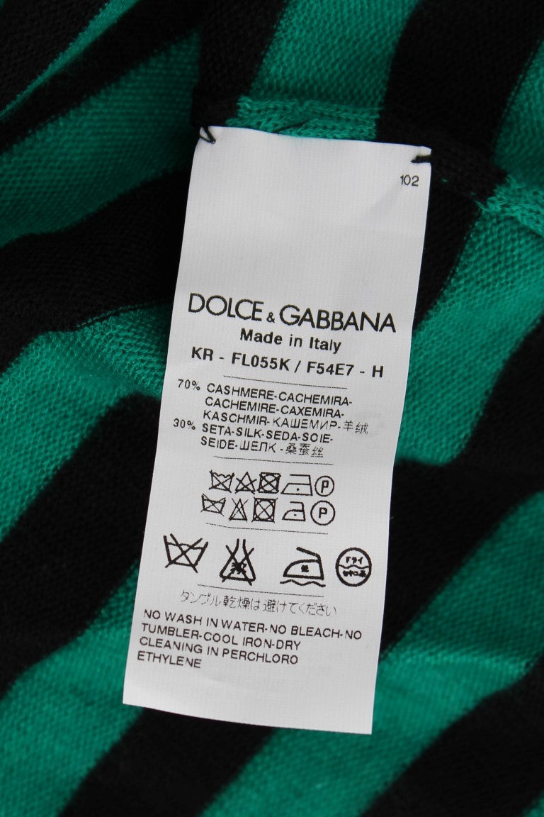 Dolce & Gabbana Green Black Silk Cashmere Sweater | Regal Royce