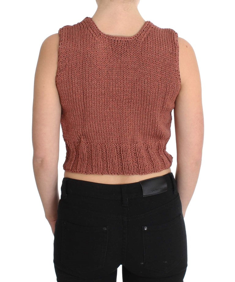 PINK MEMORIES Red Cotton Blend Knitted Sleeveless Sweater | Regal Royce