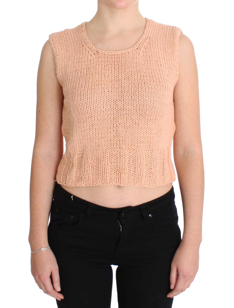 PINK MEMORIES Pink Cotton Blend Knitted Sleeveless Sweater | Regal Royce