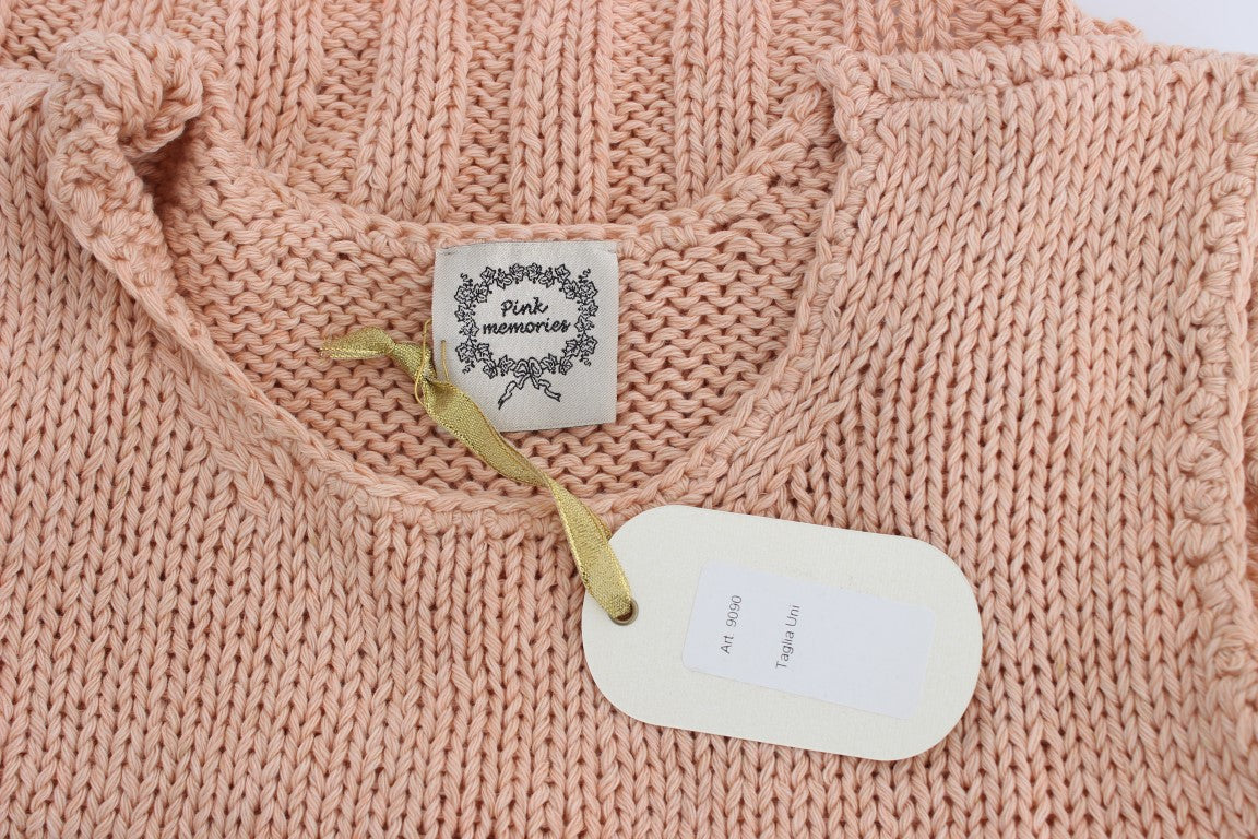 PINK MEMORIES Pink Cotton Blend Knitted Sleeveless Sweater | Regal Royce