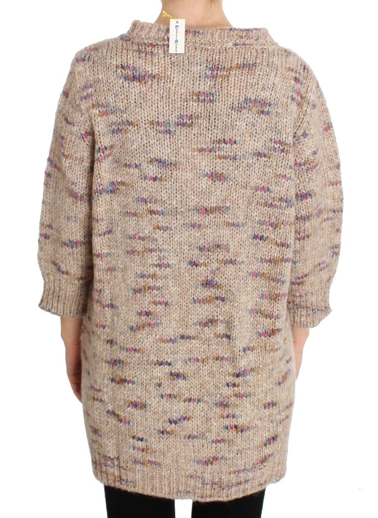 PINK MEMORIES Beige Wool Blend Knitted Oversize Sweater | Regal Royce
