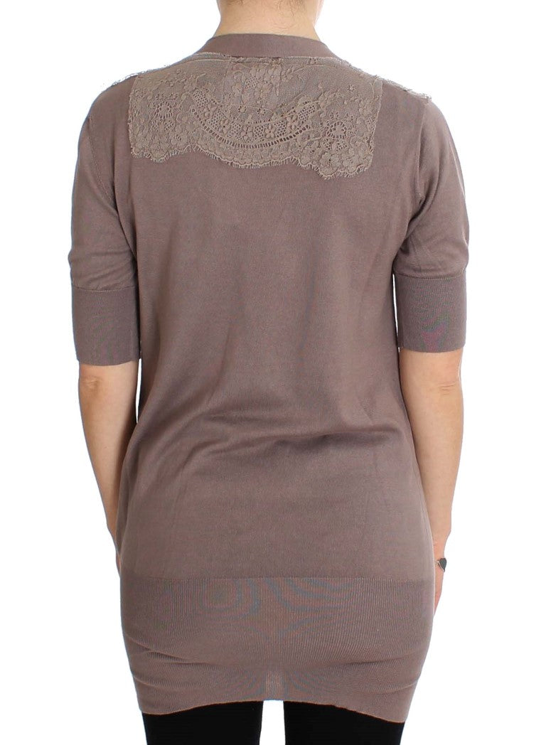 PINK MEMORIES Purple Lace Cotton Cardigan Sweater | Regal Royce